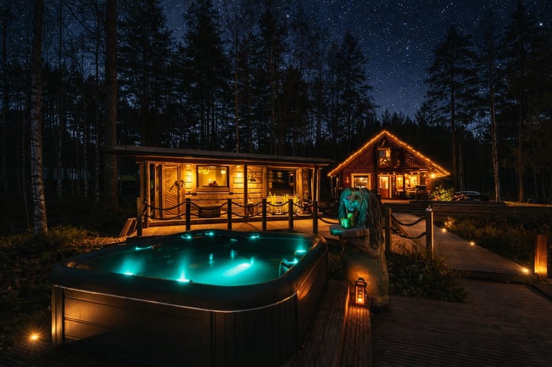 Minivilla Peikonpesä ulkoporealtaalla